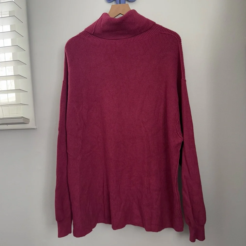 Free People Small Softly Structured Knit‎ Tunic Sweater Berry Oversized Preppy
